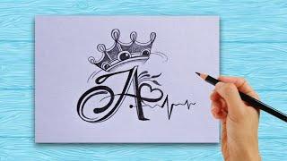 how to draw a beautiful A️ letter with pencil || simple drawing video