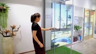 Frameless Folding Glass Door Sliding Door, Tempered Glass Door