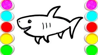 How To Draw Shark with Rainbow Colors for Kids. | Kids Art Cafe, 18