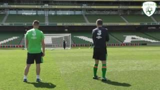 Robbie Keane, Roy Keane & Steve Guppy try the Crossbar Challenge