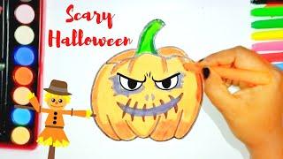 how to draw a scary pumpkin | sherry drawings - cartooning