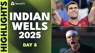 Alcaraz Faces Dimitrov; Fritz, Draper & Shelton Feature | Indian Wells 2025 Day 8 Highlights