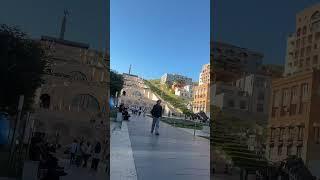 Yerevan old Armenian music playing from the balcony. Enjoying the  music