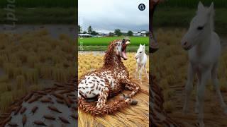 horse covered in huge cockroaches saved by his baby foal ##humanity #horse #animals #pets #cartoon
