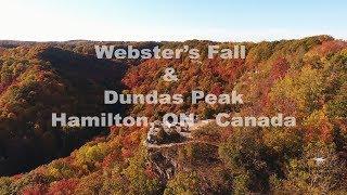 4K Drone View of Webster's Fall & Dundas Peak, Hamilton, Ontario - Canada