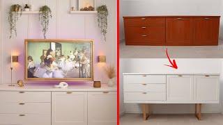 TV STAND MAKEOVER | Wood Furniture Transformation | Thrift Flip | Vintage to Modern