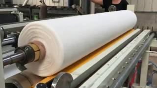 Toilet tissue paper jumbo roll slitting rewinding machine testing run