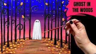  EP174- 'Ghost in the Woods' easy Halloween spooky fun and easy acrylic painting tutorial