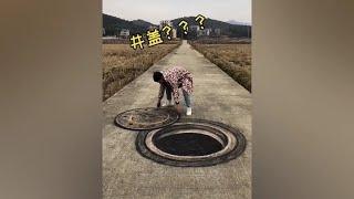 在马路上画一个井盖，路人看到会有啥反应#彩绘张世先