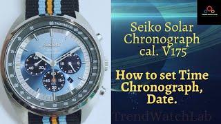 Seiko Solar Chronograph cal. V175 how to set time, date and review | TrendWatchLab | Seiko Solar