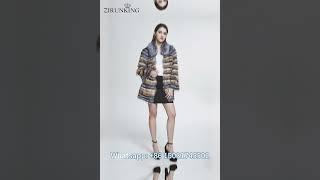 ZIRUNKING real fur coat #fur #stripefur #foxfur #rexrabbitfur #furcoat #fashion #shorts #comfortable