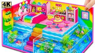  Build Rainbow Unicorn House has 2 Fish Tank with Polymer Clay, Cardboard - DIY Miniature House 