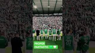Hibees Celebrating Win over Celtic FC, singing 'Sunshine On Leith'  