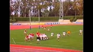 Ieuan Evans scores a hat trick against Portugal (for Wales) in 1994.