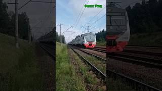 Эд4м -0445 пролетает мимо станции Кратово #поезда #электропоезда #эд4м #ржд #экспресс #транспорт