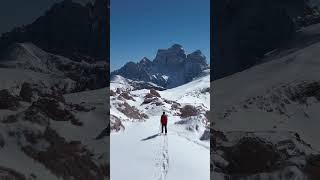 Reaching the top of Mondeval ️ #dolomites #mountain #winter #explore #outdoor