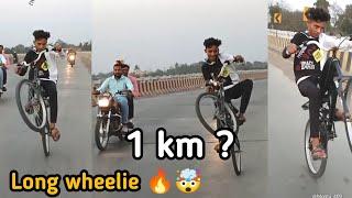 1 km ? Long wheelie | cycle stunt  #montustunt #wheelie