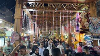 Night Walk in downtown of Aswan with its markets and souks | Trip to Egypt 2023