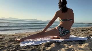 4K! Beach Yoga FLEXIBILITY Nature Yoga Challenge in Bikini