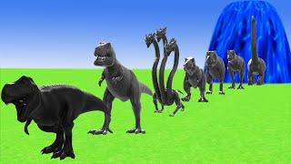 Paint Animals Dinosaur T-Rex Carnivores and Herbivores Dinosaurs Fountain Crossing Animal Cartoon