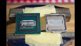 Скальпирование процессора Intel® Core™ i7-4790K Devil’s Canyon с помощью тисков.