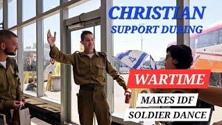 CHRISTIAN SUPPORT DURING WARTIME MAKES IDF SOLDIER DANCE. PRAY FOR THEIR DIVINE PROTECTION #ISRAEL