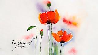 how to paint anemones flowers with watercolor painting