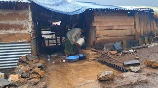 Heavy Rainfall Day Sheep Shepherd Life || This is Mountain Village || Primitive Rural Village.