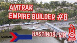 Amtrak 8 Empire Builder along the river bluffs - Drews Trains Railfan