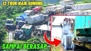 Sampai berasap‼️12 truk konvoi naik gunung karaha bodas || Truk man 40.480, Renault K480, Volvo 500