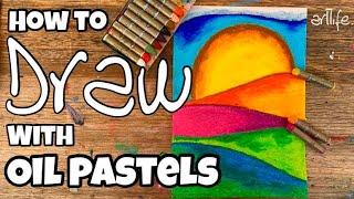 ART VIDEO: How to draw with OIL PASTELS (Sun Landscape lesson) with Kerri Bevis #artlife​ #art