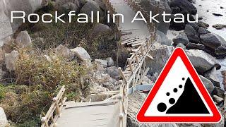 Обвал камней на скальной тропе в Актау 2020 / Rockfall in Aktau 2020