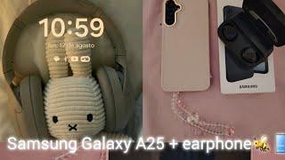 Samsung Galaxy A25 5G aesthetic unboxing |accessorie + earphones