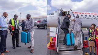 DP Rigathi Gachagua boards a plane carrying his own luggage while heading to Mombasa