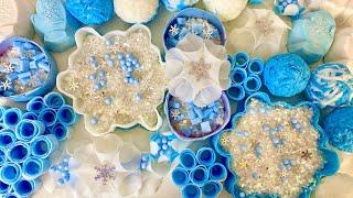 ASMR Crushing soap boxes with starch and glitter.  Baking soda crunchy  Soap balls, soap flower.