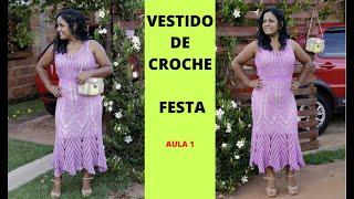 VESTIDO DE CROCHE MIDI AULA 1 #VESTIDOLONGUETE #VESTIDODECROCHE #ARACELLYCOSTAMODACROCHE #500SUBS