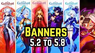 NEW UPDATES!GENSHIN BANNER ROADMAP FROM 5.2-5.8UPDATES.WRIOTHESLEY,FURINA,ARLECCHINO,SHENHE RERUNS