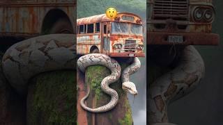 AI Travel Discovery | White Python vs Bus | Amazon Jungle #shorts #trending #art