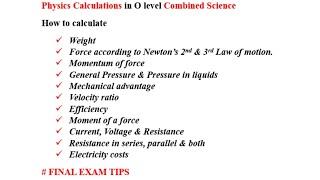 Final Exam tips on how to totalise Physics calculations in Zimsec Combined Science Nov 2023