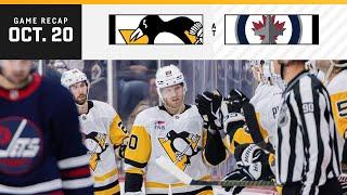 GAME RECAP: Penguins at Jets (10.20.24) | Lars Eller Scores Twice