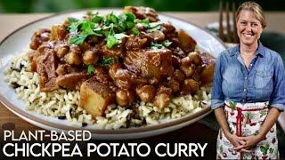 Better Than Takeout! Easy Plant-Based Chickpea Potato Curry Recipe! #oilfree #vegan