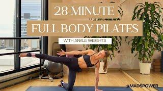 28-min Pilates: Full Body Sculpt using Ankle Weights (Bala Bangles) & Light Hand Weights