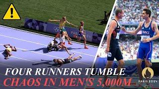 Chaos in Men's 5,000m Heat as Four Runners Tumble on Final Straight - Olympics Accident