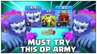 Must Try This OP ATTACK! Th15 Mass Yeti + 3 Overgrowth Spell Attack Strategy - Clash of Clans