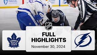 NHL Highlights | Maple Leafs vs. Lightning - November 30, 2024