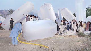 Pakistan Genius but Risky Idea to Store Tons of Cooking Gas in Plastic Bags