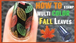 FALL NAILS | AUTUMN LEAVES MULTI COLOR STAMPING NAIL ART DESIGN TUTORIAL | MELINEY HOW TO