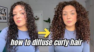 HOW TO DIFFUSE CURLY HAIR | Step By Step, No Frizz, For Beginners