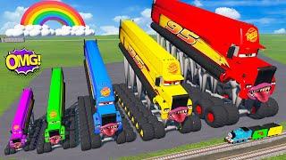 Big & Small, Long & Tall Lightning Mcqueen with Monster Truck Wheels vs Thomas The Trains | BeamNG