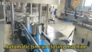 Automatic bottom tin lid seaming machine, auto servo metal container closure machine